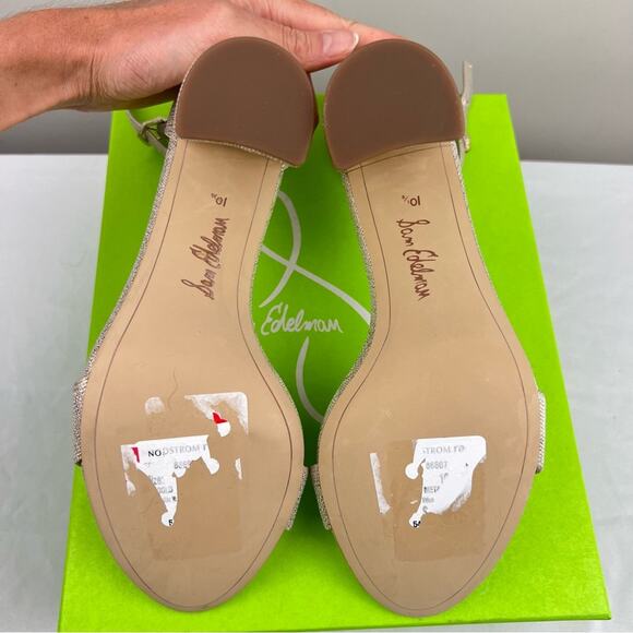 NIB Sam Edelman Yaro Block Heel Sandal Jute Gold sz 10.5 Party Cocktail Wedding - Picture 9 of 12